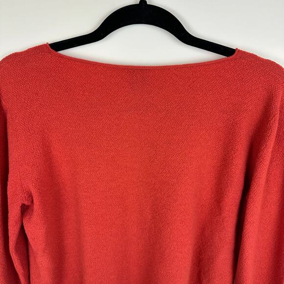 Vintage Eileen Fisher Womens Long Sleeve Italian Yarn Wool Orange Sweater Medium - Picture 6 of 11